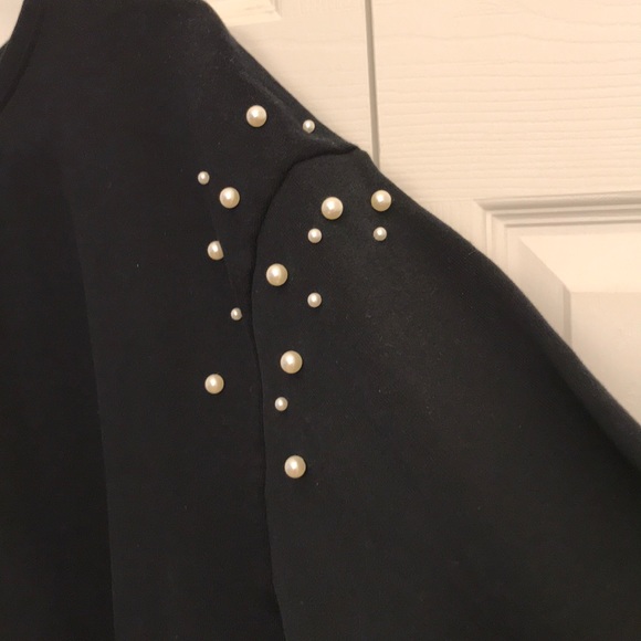 Mango Casual Black Message Sweatshirt w/Pearls XS - Picture 7 of 8